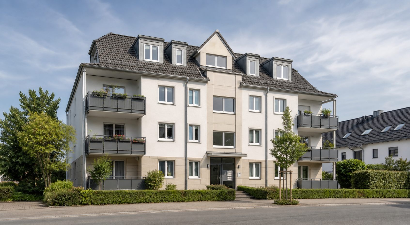 Gepflegte Wohnanlage als Beispiel für eine Eigentumswohnung